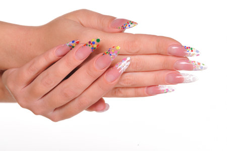 Beautiful manicure on female handsの写真素材