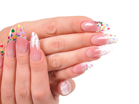 Beautiful manicure on female handsの写真素材