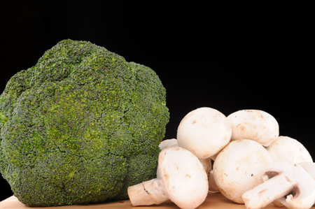broccoli isolated on black backgroundの写真素材