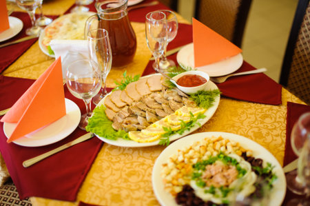 Fine restaurant dinner table place setting
