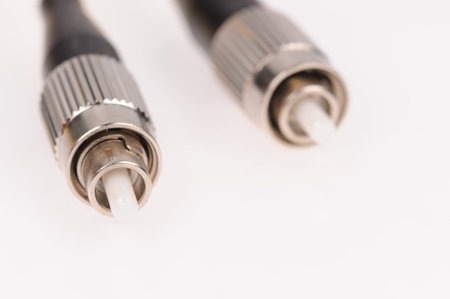 Fiber optic cables isolated on grey backgroundの写真素材