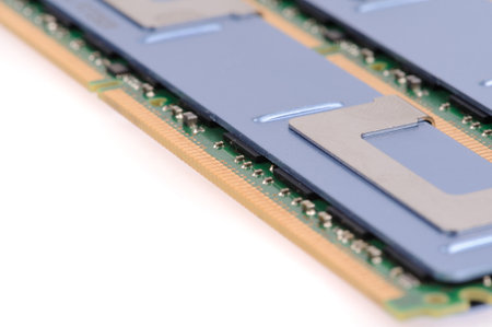 Computer memory modules on the white background 