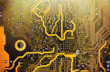 Close up of a printed computer circuit board