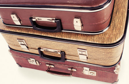 old vintage suitcase isolated on white background