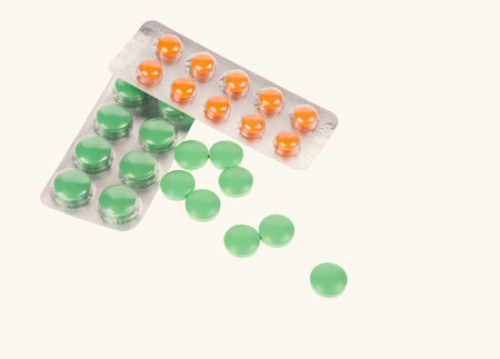 Pills in blister packs isolated on white background