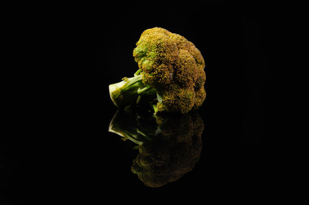 broccoli  on black background