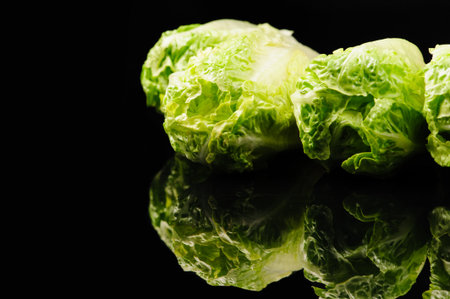 Fresh green salad on the black background