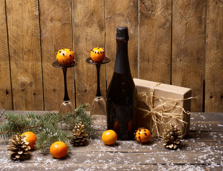 Christmas presents.Magic Christmas composition.の写真素材