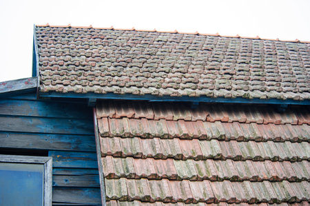 Vintage roof with red tileの写真素材