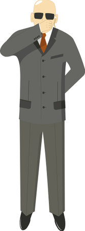 security officer with a microphone in a sleeve reportingのイラスト素材