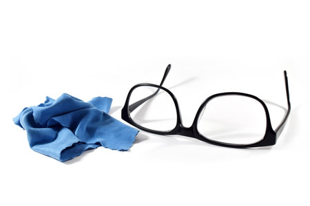 Black Eye Glasses Isolated on White Cleaningの写真素材