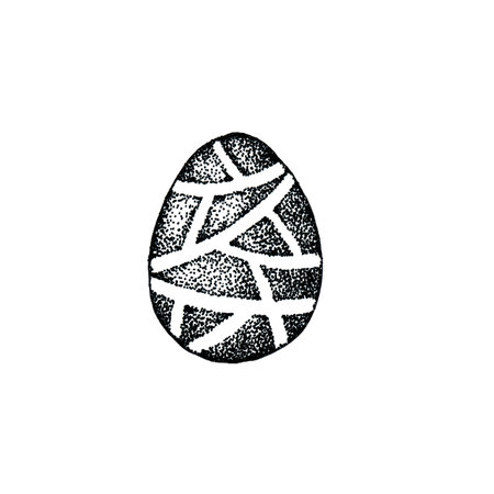 White egg with a pattern close-up for the design of Easter products. Hand drawn graphic illustration isolated on white background. Printing on wallpaper, packaging, wrapper, cardの写真素材