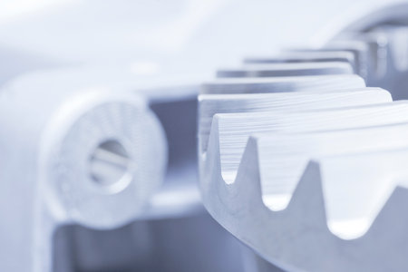 Close-up of a spare part and a gear wheelの写真素材