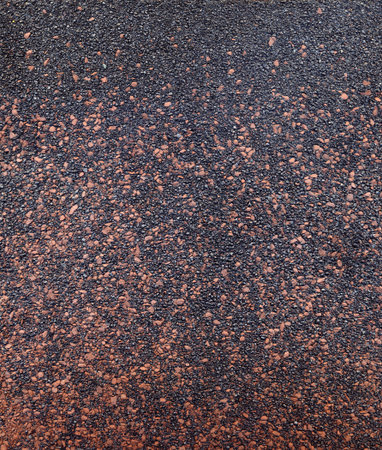 Impact real rustic one old clean hard tar grunge grainy noisy tarmac tile brown tone color . Close-up top above view with space for textの写真素材