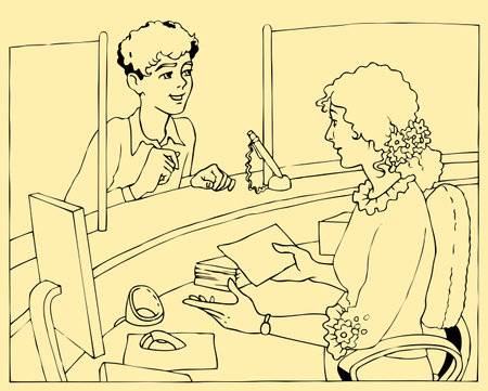 Vector image. Business conversation in the service sectorのイラスト素材