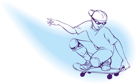 Vector illustration. A teenager on a skateboard scorcherのイラスト素材