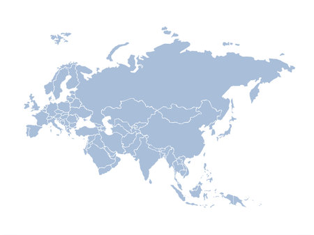 Eurasian EU district, Asian islands plan shape on white backdrop. Freehand line black ink hand drawn web flat european logo emblem frame design in art modern grunge doodle cartoon style pen on paperのイラスト素材