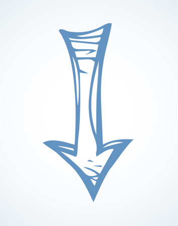 Cute ui signpost on white backdrop. Freehand outline blue ink handdrawn way logotype emblem insignia design sketchy in clip art modern contour scribble graph style brush on paper label space for textのイラスト素材