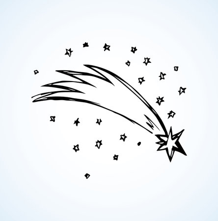 Cute starburst sparks on white backdrop. Greeting xmas eve pictogram emblem. Freehand linear black ink hand drawn design sketchy in art retro scribble engraving style pen on paper with space for textのイラスト素材