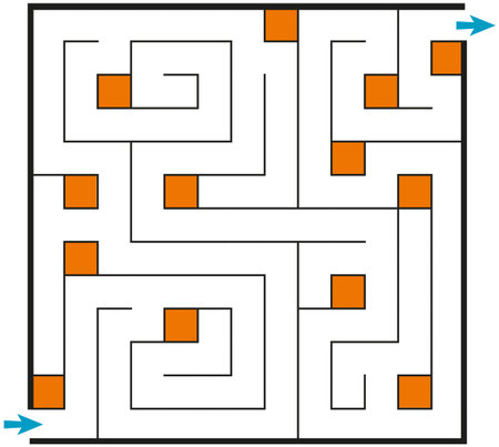 Linear vector illustration. Confused square mazeのイラスト素材