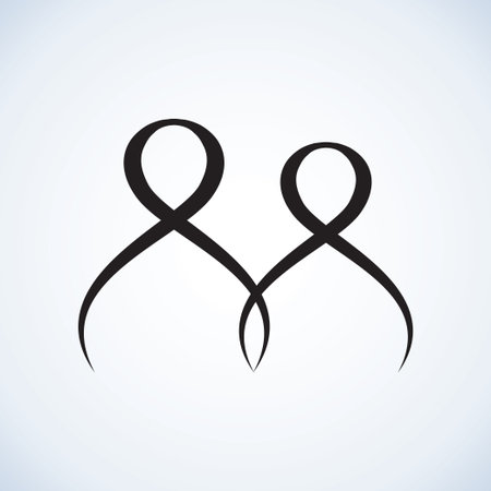 Art web network simple aid label linkage 2 shape coupled body form holding hands. Conceptual design joy express amour, corporate, compassion, happy bond guy brother and girl sister with space for textのイラスト素材