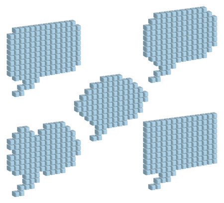 Cloud for a speech of gray cubic blocksのイラスト素材