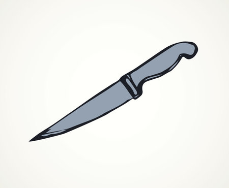 Big domestic iron silverware on white paper backdrop. Line black ink hand drawn culinary object logotype badge emblem sketchy in retro art doodle engraved style. Close up side view on space for textのイラスト素材