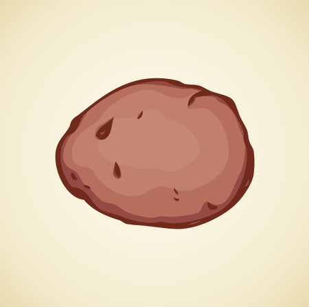 Pointed starchy red perennial nightshade Solanum tuberosum isolated on white backdrop. Freehand color hand drawn symbol icon sketchy in scribble style. Closeup view with space for textのイラスト素材