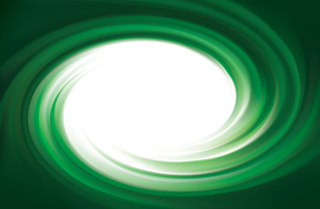Glossy shiny mix wavy eddy dark jade bio radial curvy fond with space for text in glowing white center. Gel fluid estragon surface vivid cool deep malachite mint colorのイラスト素材