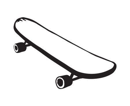 Simple old skate isolated on white backdrop. Freehand outline black ink hand drawn picture sketchy in grunge art scribble style pen on paper. Close up top view with space for textのイラスト素材