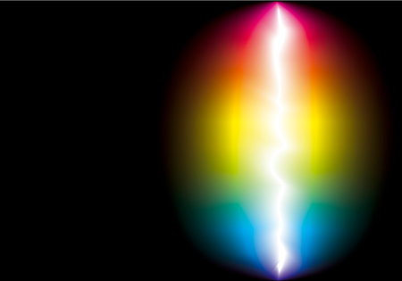 Vector abstract background of glowing color spectrum around lightningのイラスト素材