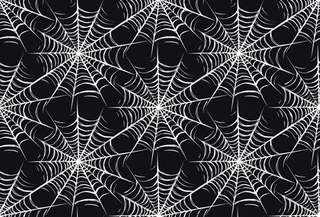 Big horrible full white web snare on dark backdrop. Freehand outline black ink hand drawn picture object sketchy in art scribble retro style pen on paper. Closeup viewのイラスト素材