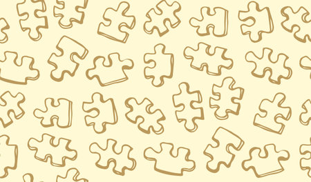 Scattered cut kid scheme isolated on yellow backdrop. Freehand outline ink hand drawn object sketchy in art retro scribble style. Closeup detail view with space for data textのイラスト素材