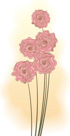 Vector stylization. Decorative bouquet of pink flowersのイラスト素材