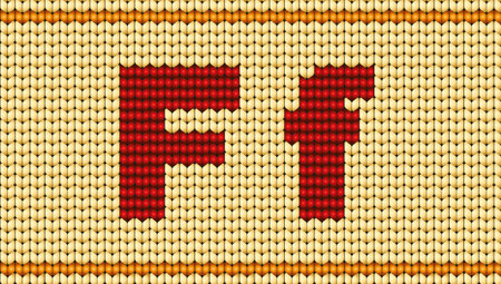 Vector knitted alphabet. Red characters on white background. Letterのイラスト素材