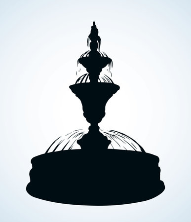 Carving jet squirting cold tier run work on light backdrop. Freehand outline black ink hand drawn emblem design sketchy in retro art scribble etched print style pen on paper text space. Closeup viewのイラスト素材