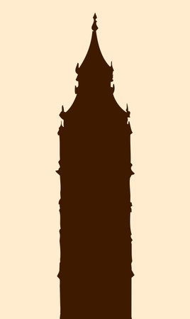 Big Ben in Elizabeth Steeple, old Great Bell at Westminster abbey Palace isolated against white sky. Freehand black ink drawn background sketch in art engraving retro styleのイラスト素材