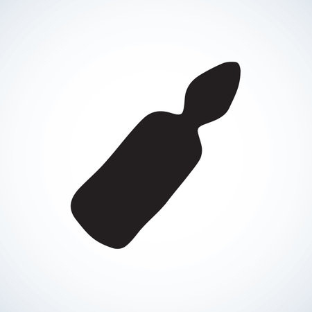 Full antidote ampulla cartridge symbol on white background. Web simple medic ui  concept. Freehand black ink line hand drawn healthcare emblem sketchy in retro engraving graphic style pen on paperのイラスト素材