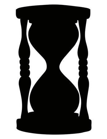 Traditional flowing grain timekeeper stopwatch isolated on white backgdrop. Dark ink hand drawn...