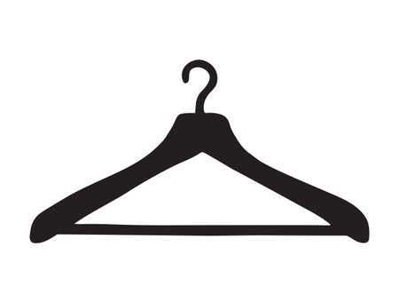 Old plastic shoulder for shirt, dress, coat isolated on white backdrop. Dark ink hand drawn picture sketch in art retro style pen on paper. View closeup with space for textのイラスト素材