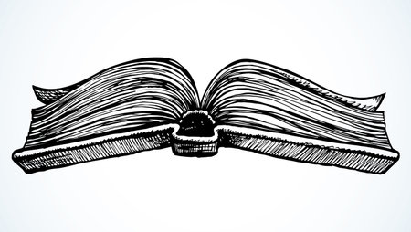 Close up side view line black ink pen hand drawn literary notepad album   emblem design. art doodle engrave print styleのイラスト素材