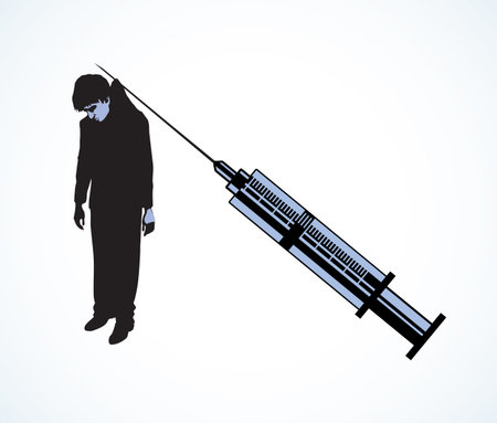 White morphine opium aid medic harm shot victim habit cure care. Captive isolate hang bait snare trap gallows. Dark black hand drawn pain suffer stress end remedy logo pictogram emblem cartoon designのイラスト素材