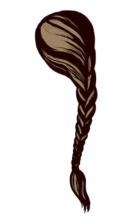 Beautiful thick curly wavy messy tress icon isolated on white backdrop. Freehand outline ink hand drawn symbol sign sketchy in art scribble retro style pen on paper. Closeup view with space for textのイラスト素材