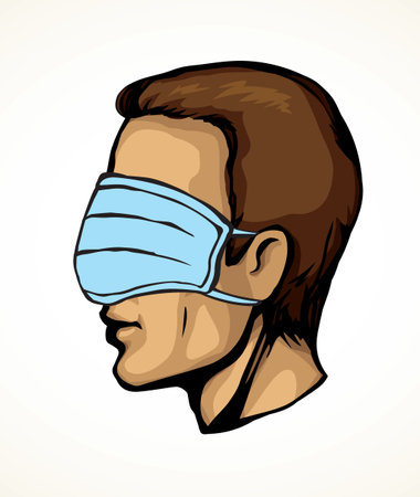 Side profile view 2019 viral flu risk deadly danger hazard ncov 19 human stop false attent safe trust faith patient truth cure. Funny fraud blind fear head nurse staff care cartoon graphic draw vectorのイラスト素材