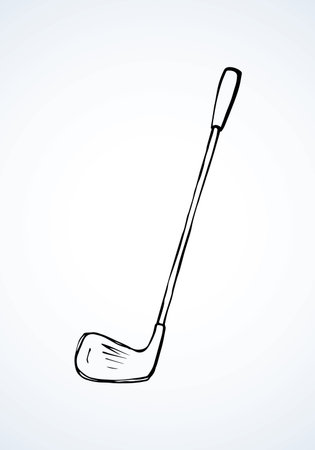 Quirky cute bogey birdie accessory on white backdrop. Freehand line black ink hand drawn object logo emblem sketchy in art retro scribble engraving style pen on paper. Close up view and space for textのイラスト素材