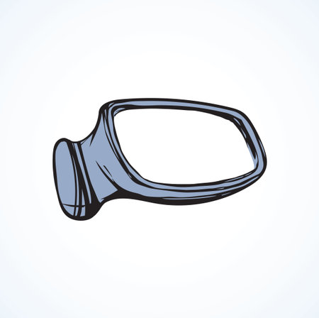 Plastic machine riding safe tool hang on white paper backdrop. Freehand outline black ink hand drawn picture object design logo emblem sketchy in modern art doodle style. Close up with space for textのイラスト素材