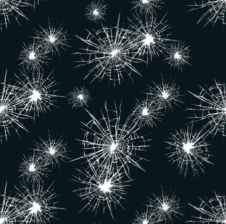 Tileable crime busted circle break gray crystal pane isolated on white backdrop. Freehand outline black ink hand drawn picture sketchy in art doodle retro graphic style pen on paperのイラスト素材