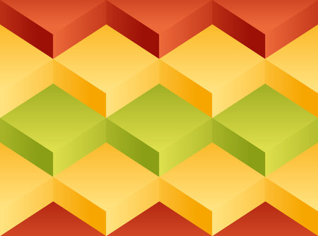Vector background pattern consisting of a white and red square of volume blocks stacked on one anotherの写真素材