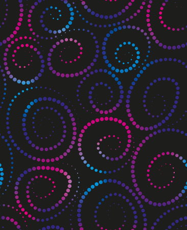 Vector background of shimmering multicolored spirals consisting of circlesのイラスト素材