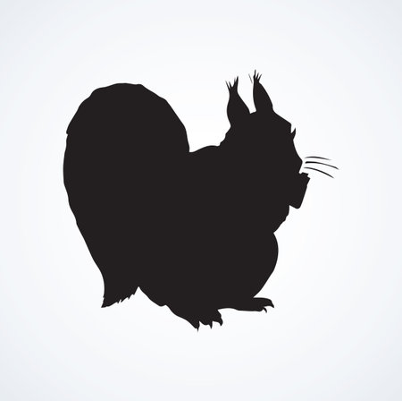Adorable young eurasian bun sitting on light backdrop. Dark ink hand drawn picture sketchy in art retro print style. Closeup side view with space for text on skyのイラスト素材